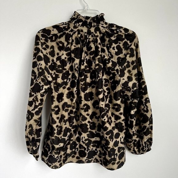 Current Elliott Animal Print Silk Cotton Blend Top - Picture 6 of 6